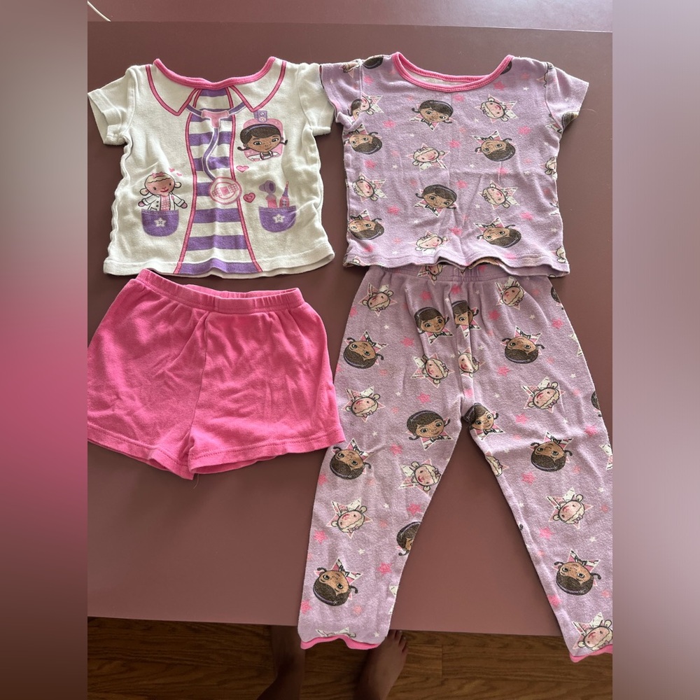 Kids' Cartoon Pajama Set - Pink and Purple